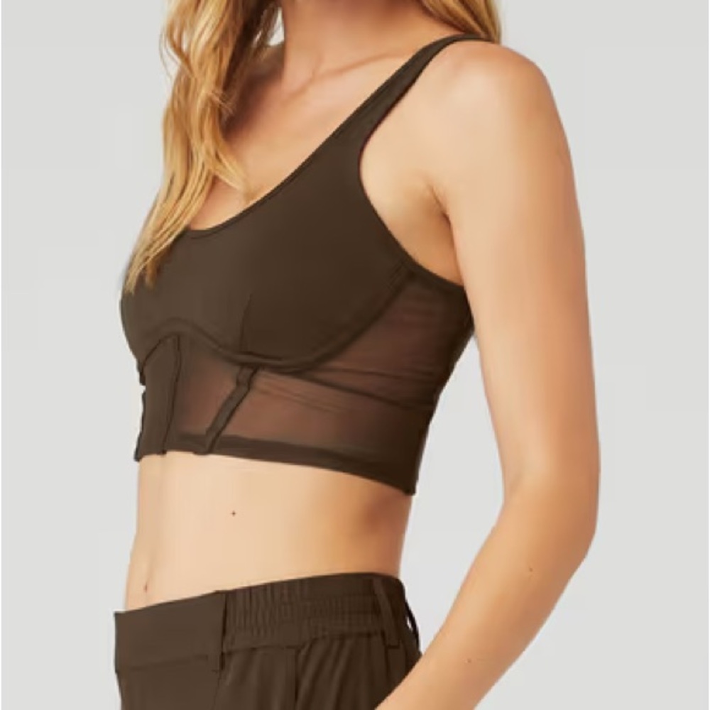 ALO yoga  brown airlift corset crop  top s m mesh small medium